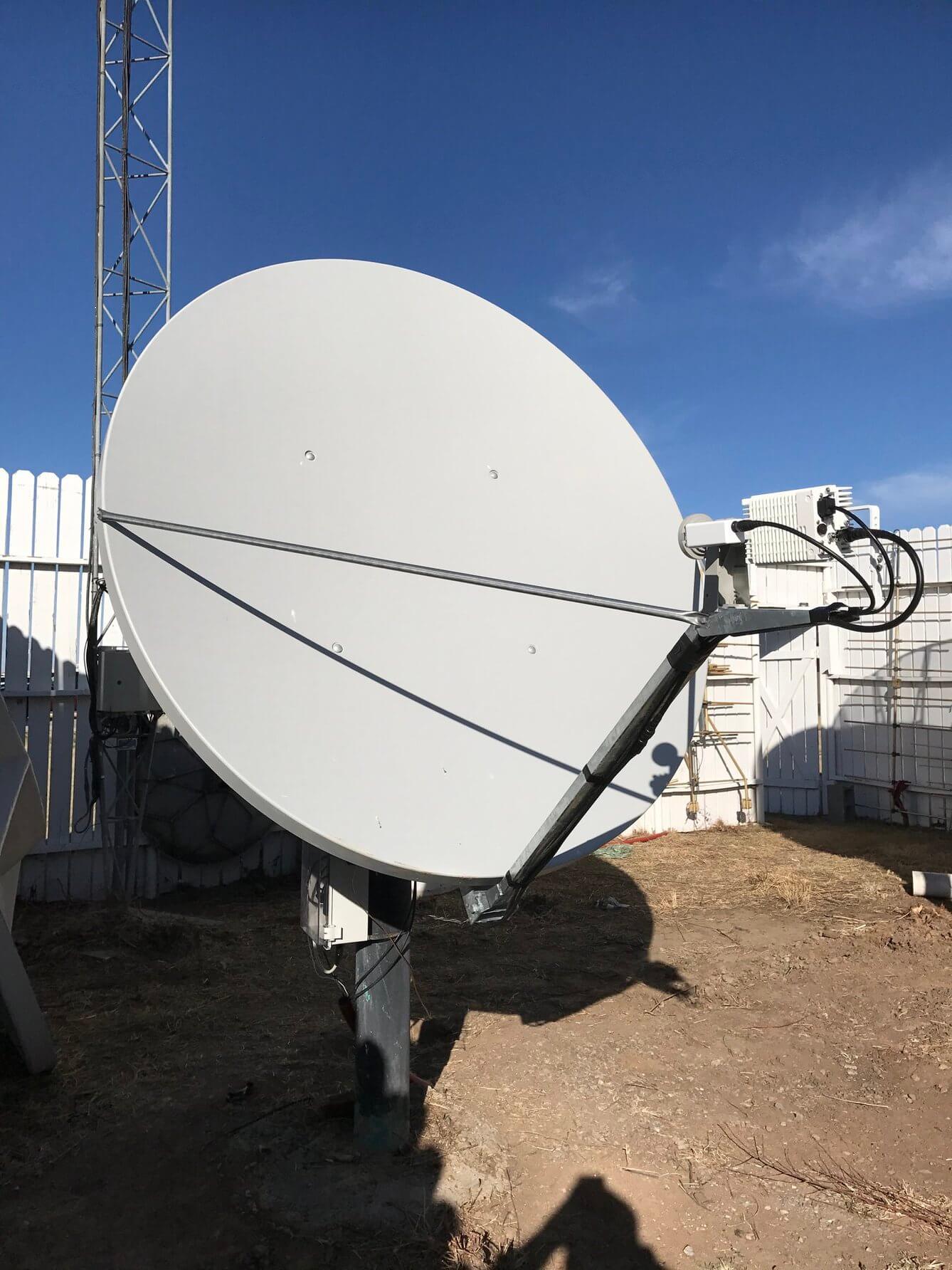 Satellite dish and broadcast transport equipment